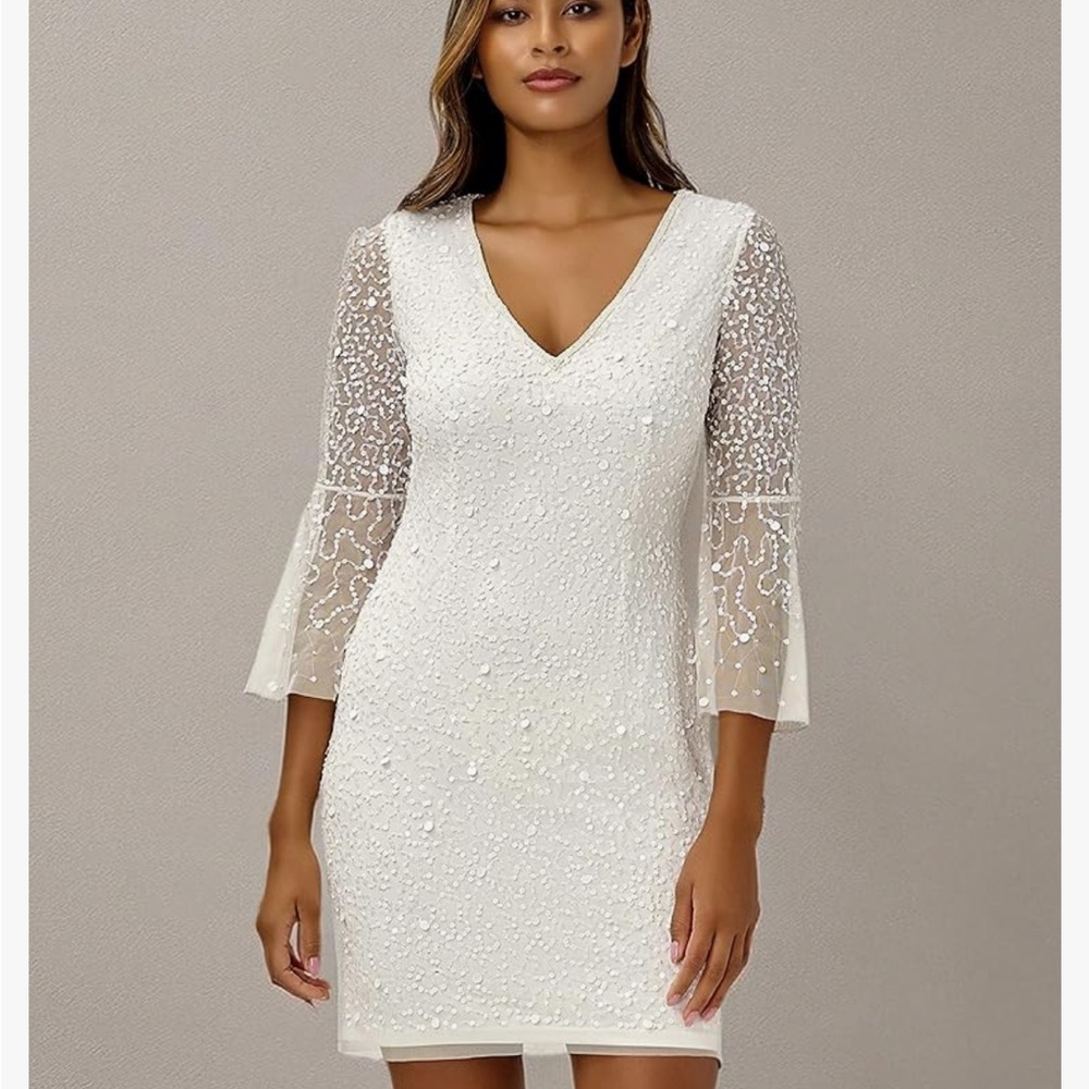 Elegant White Beaded Dress